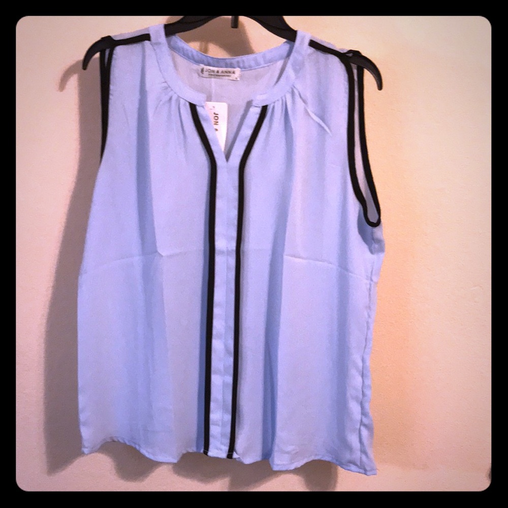 Light blue with black trim blouse